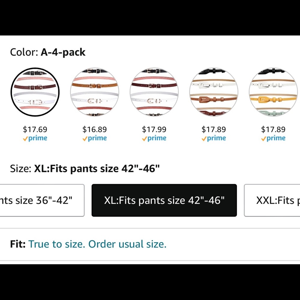 Set 4 Thin Belts - Picture 4 of 10